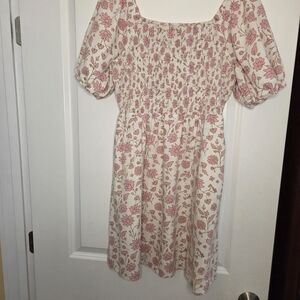 Universal Thread Pink Floral Midi Smocked Dress Sz Small Preloved